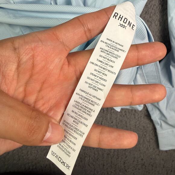 Rhone Shirt Mens L Blue Classic Fit Commuter Button Performance Italian Fabric - Picture 6 of 12